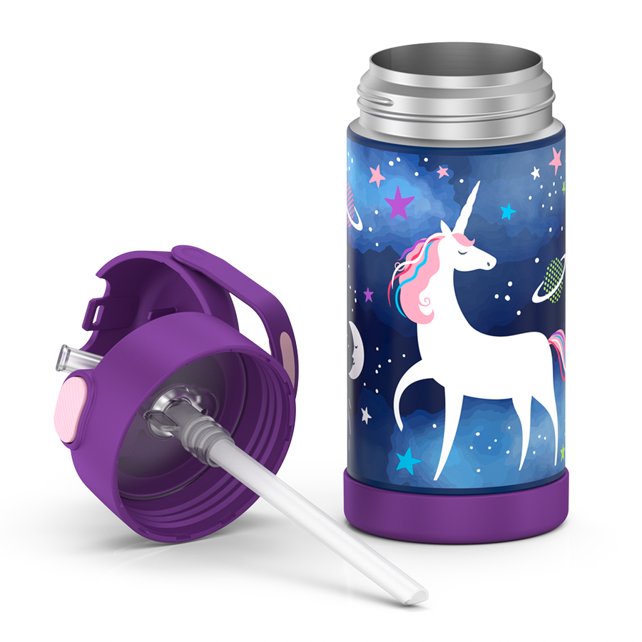 Thermos FUNtainer Vacuum Insulated Stainless Steel Straw Water Bottle, 12oz  - Space Unicorn